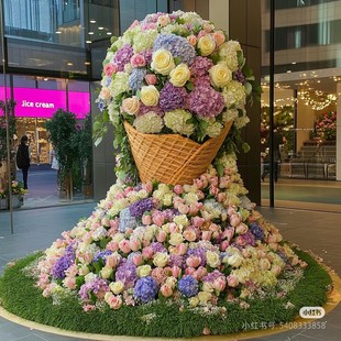 巨型绣球花花装饰造景冰淇淋花筒拍照网红打卡点户外景区布置