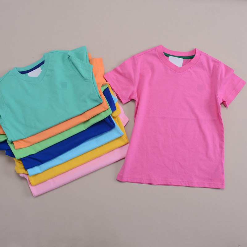 Rl033男童女童短袖T恤 V领纯棉薄款夏装新款 小马糖果色有标