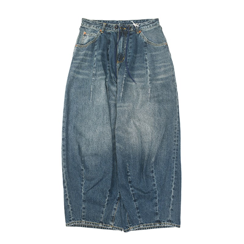 气球裤 日式复古做旧水洗磨白阔腿z牛仔裤 日常休闲宽松灯笼裤 36