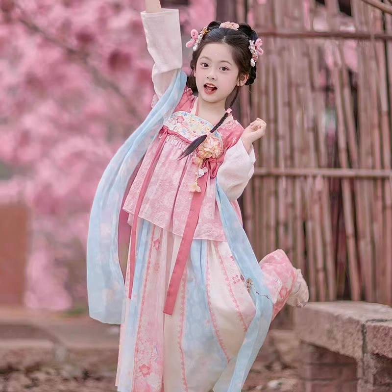 女童汉服夏季新款古风中式唐装公主裙小女孩中国风日常古装连衣裙