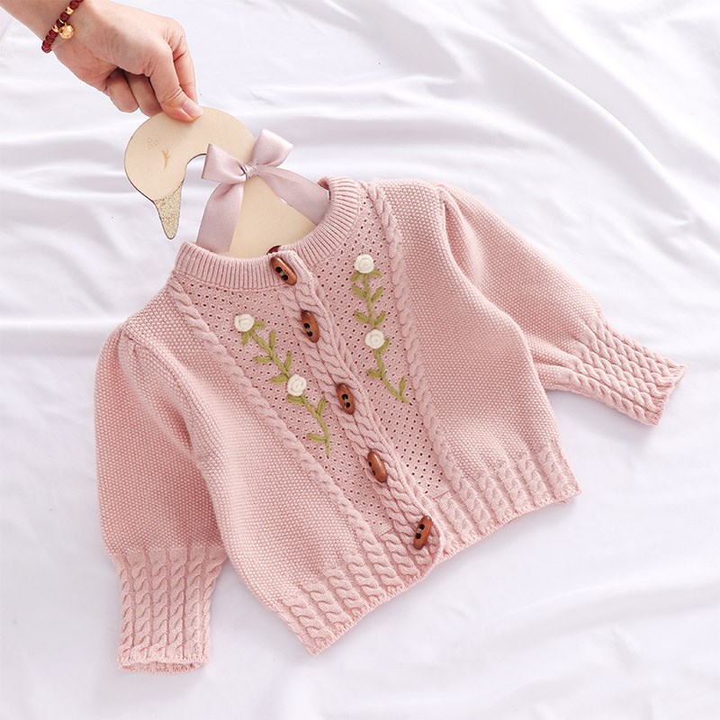 2024新款女童开衫洋气外套婴儿毛衣1-3周岁宝宝针织衫韩版春秋款