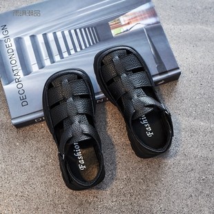 2025新款 包头男童鞋 夏季 真皮女童沙滩鞋 小女孩公主鞋 牛皮儿童凉鞋