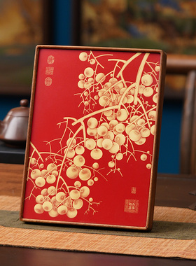 黄铜乔迁新房装饰摆件客厅入户玄关桌面柿柿如R意摆台吉祥发财礼