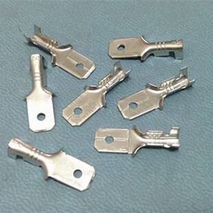 2000个6.3mm插簧公插片0.8厚接插件冷L压接线端子全铜镀锡对接头