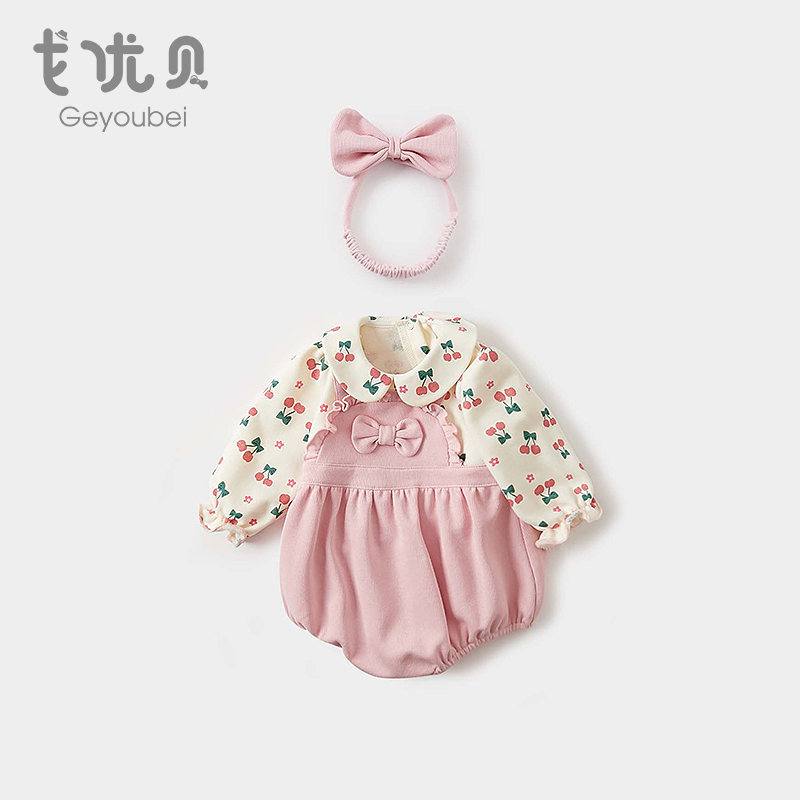 婴儿衣服春装新生女宝宝包屁衣春秋可爱公主满月百天连体哈衣爬服