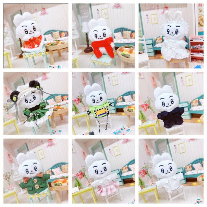 仅售衣服】棉花娃娃10cm娃衣斗篷衣服裙子衬衫围W巾酷帅新年套装