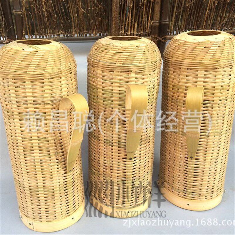 青竹热水瓶壳 仿古纯手工编织复古 竹制工艺品 代发