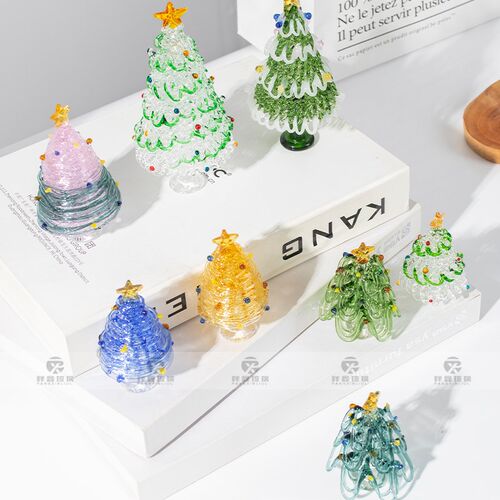 圣诞树拉丝工艺纯手工淄博琉璃代发E装饰品圣诞节摆件礼品氛围创