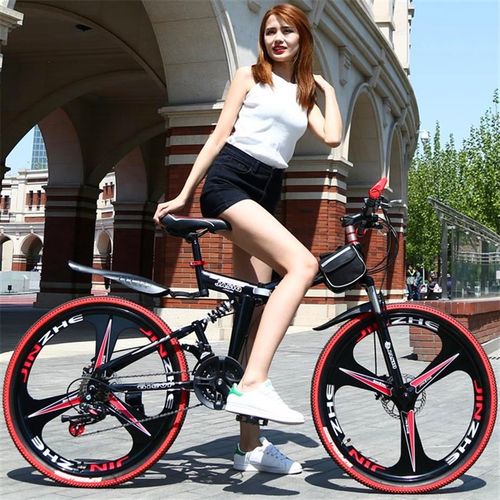 2022新款校园男女情侣网红3d自行车 24/26寸变速载人轻便折叠单车