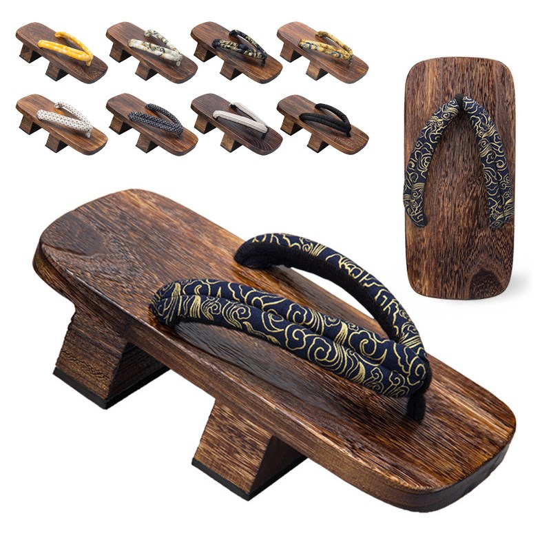 居家日式传统男士二齿和服木屐男宽板木拖鞋防滑木底夹脚人字拖