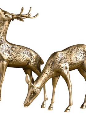 轻奢创意铜鹿电视柜摆p件家居客厅装饰品礼品办公室玄关桌面摆设