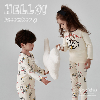 儿童睡衣套装纯棉宝宝A类内衣男童女童加厚保暖秋衣卫生裤套装