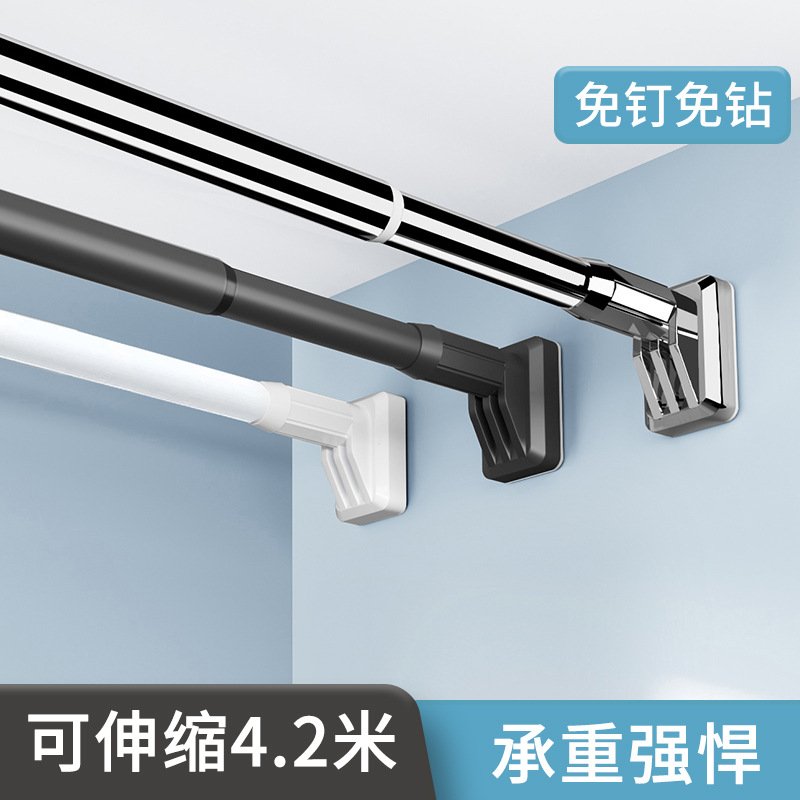免打孔安装伸缩杆窗帘杆浴帘杆高承重支撑卧室阳台晾衣杆衣柜撑杆
