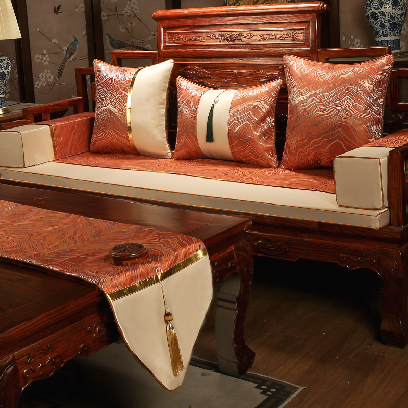 新中式红木椅子沙发坐垫海绵实木沙发垫罗汉N床垫子五件套防滑定