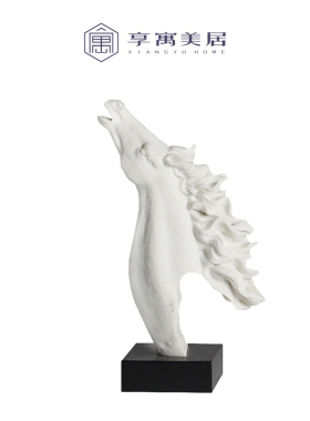 新中式简约创意马头造型u小雕塑样板房间书房客厅软装饰品摆件