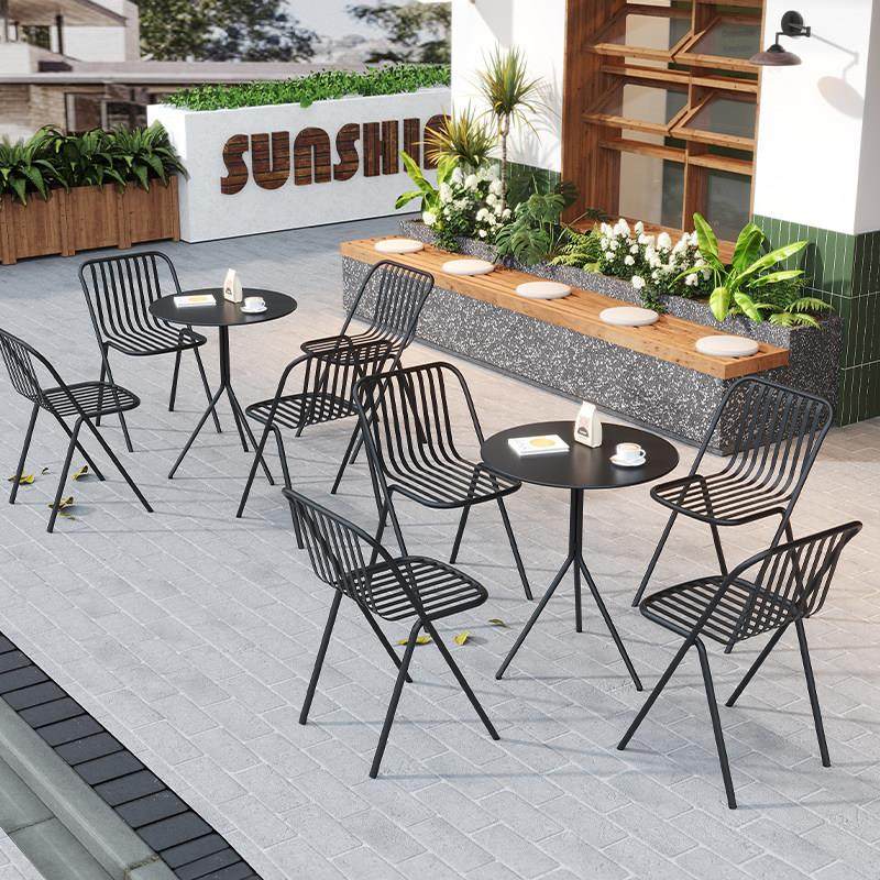 网红户外休闲桌椅组合奶茶店咖啡厅防水防晒露天阳台花园铁艺桌椅