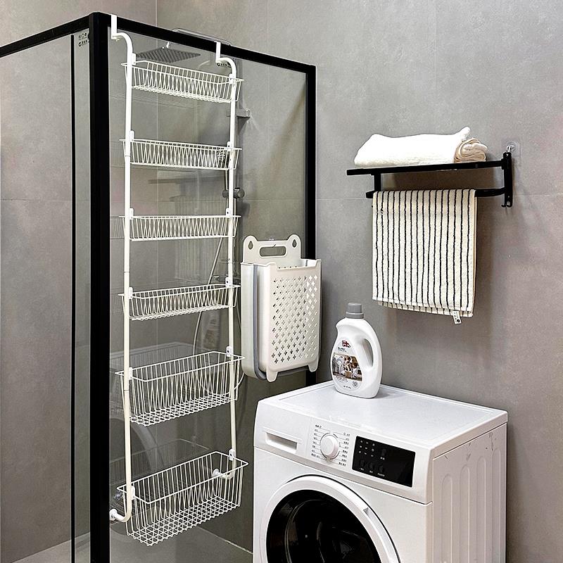 小户型化妆室收纳神器！浴室门后壁挂窄款多层置物架子浴室好物