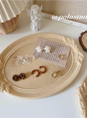 ins复古蝴蝶结木托盘北欧风简约家居桌面摆件做旧粗胚拍照收纳盘