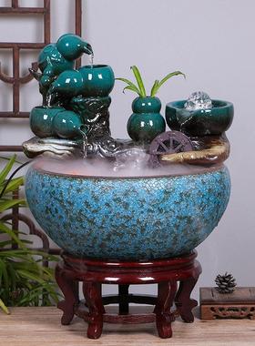 创意喷泉招财风水轮办公室桌面摆件家居客厅流水器鱼缸饰开业礼品