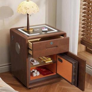 多功能实木床头柜保险柜一体智能家用防盗卧室收纳柜多功能保险箱