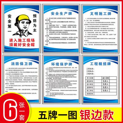 工地五牌一图施工现场安全标语牌建筑制度牌专案部八大员岗位职责