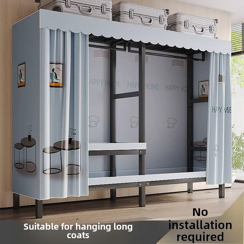 免安装折叠衣柜家用卧室出租房布衣柜全钢架单人大容量衣橱挂衣柜