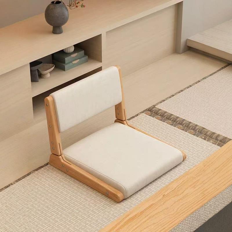 榻榻米座椅日式实木可折叠阳台休闲茶椅小户型靠背矮凳子床上椅子