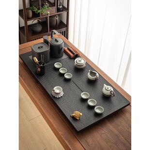 天然乌金石茶盘茶具套装家用简约高档石材全自动电器一体高端茶海
