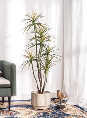 北欧彷真绿色植物落地盆栽龙血树室内客厅假树植物千年木盆景装饰