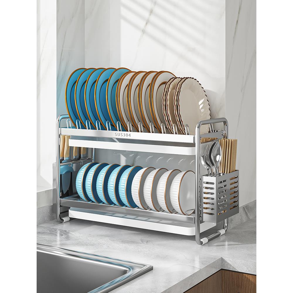 304不锈钢窄碟架多层排水管架排水管架厨房储物盘架储物架