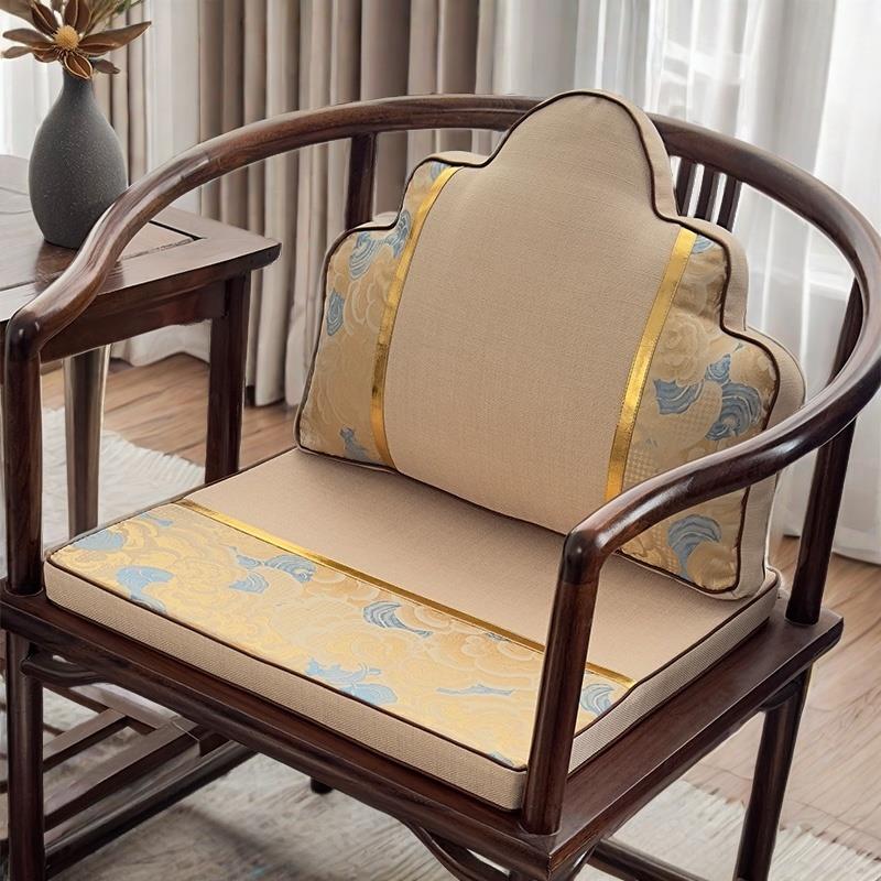 新中式轻奢靠山枕茶椅垫圈椅坐垫防滑云朵沙发抱枕一体坐垫靠背垫