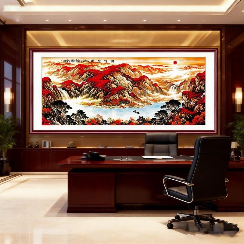 鸿运当头宣纸画芯国画山水画客厅装饰画字画办公室沙发背景墙挂画