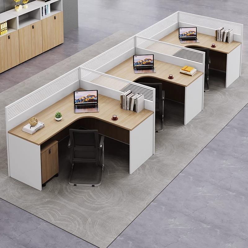 办公桌员工位职员办公室双4四6多人十字隔断卡座财务屏风桌椅组合