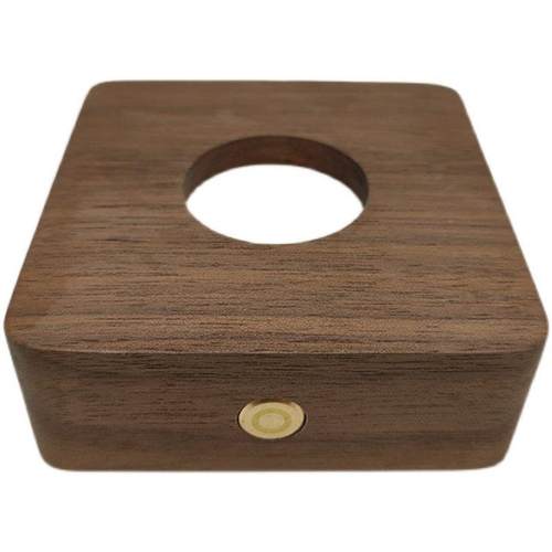 黑胡桃USB充电底座水晶内雕LED小夜灯配件实木工艺品发光托盘包邮