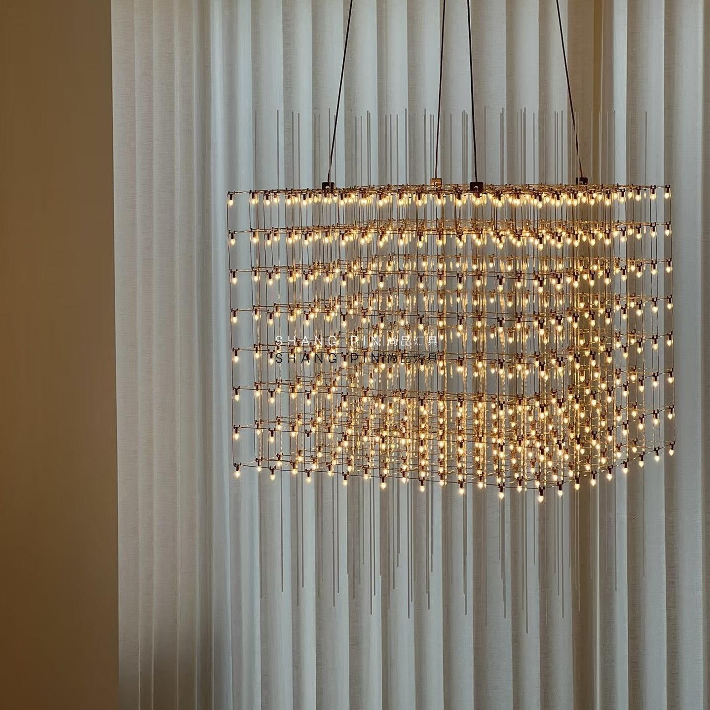 别墅客厅挑空大吊灯楼梯间loft覆式楼自建房高级感满天星中空吊灯