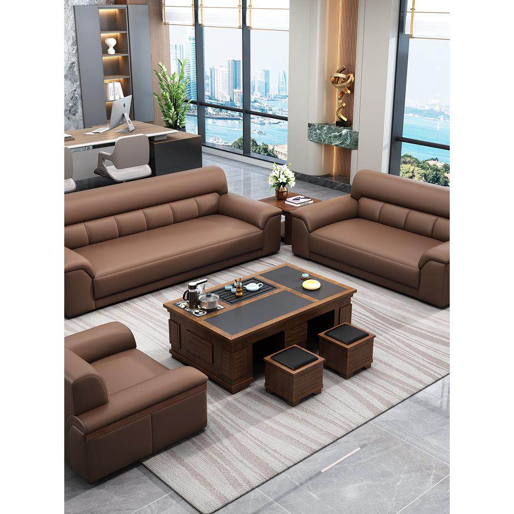 新型皮革商务办公沙发新中式简约客谈现代三人咖啡桌组合,商业/办公家具,沙发,淘宝优惠券,粉丝福利购,淘宝优惠卷