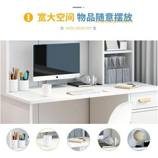 新疆 电脑桌学生书柜书架一体简约卧 包邮 北欧书桌书架组合家用台式