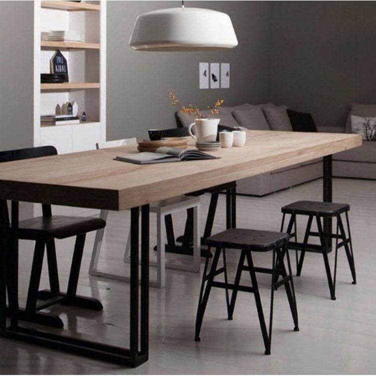 现代简约实木会议桌长桌子工业风loft长方形办公桌洽谈桌椅组合