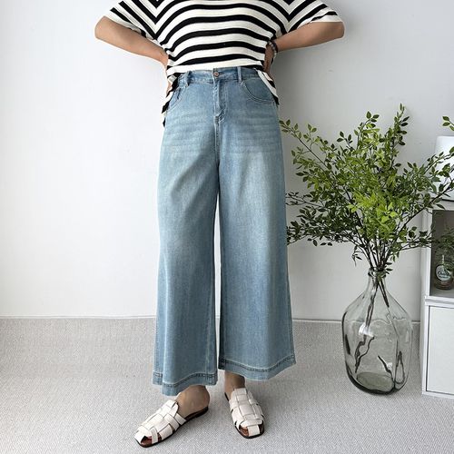 大码女装阔腿牛仔裤女夏季薄款宽松直筒裤梨型显瘦九分裤胖mm裤子