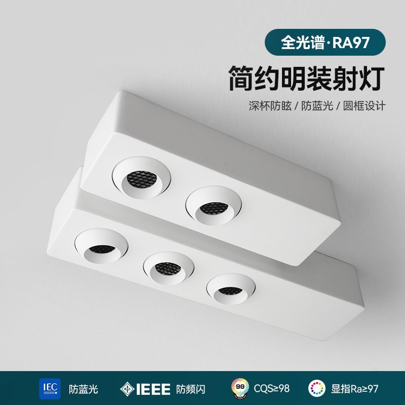 双头明装射灯防眩简o约吸顶格栅灯三头斗胆灯创意外置客厅无主灯