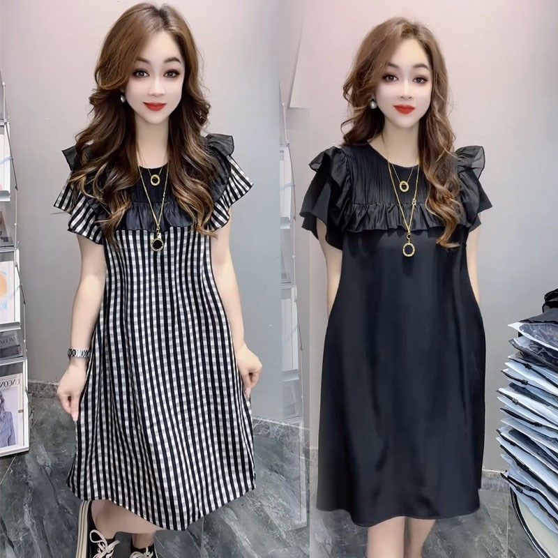 网红爆款连衣裙2024夏季新款减龄遮肉显瘦中长款时尚飞边宽松女裙,女装/女士精品,连衣裙,淘宝优惠券,粉丝福利购,淘宝优惠卷