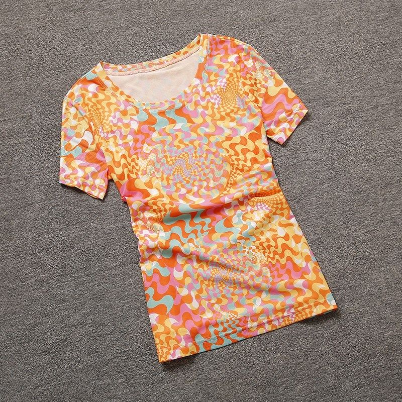 短袖t恤女2025夏季新款圆领印花网纱打底衫时尚百搭体恤花色上衣,女装/女士精品,T恤,淘宝优惠券,粉丝福利购,淘宝优惠卷