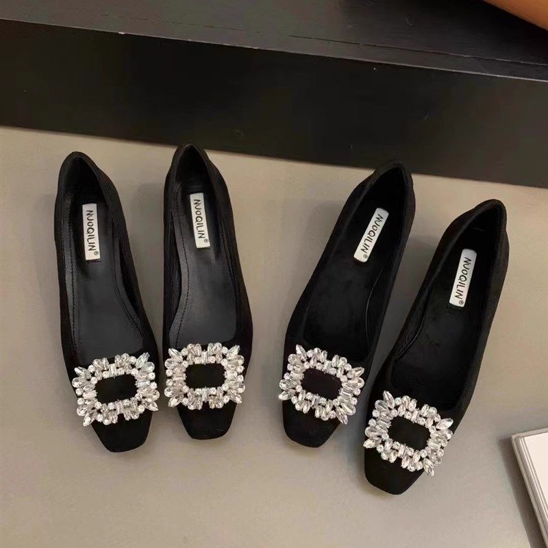 粗跟方头水钻高级感单鞋女鞋子2024新款春秋冬季高跟鞋气质通勤鞋,女鞋,玛丽珍鞋,淘宝优惠券,粉丝福利购,淘宝优惠卷