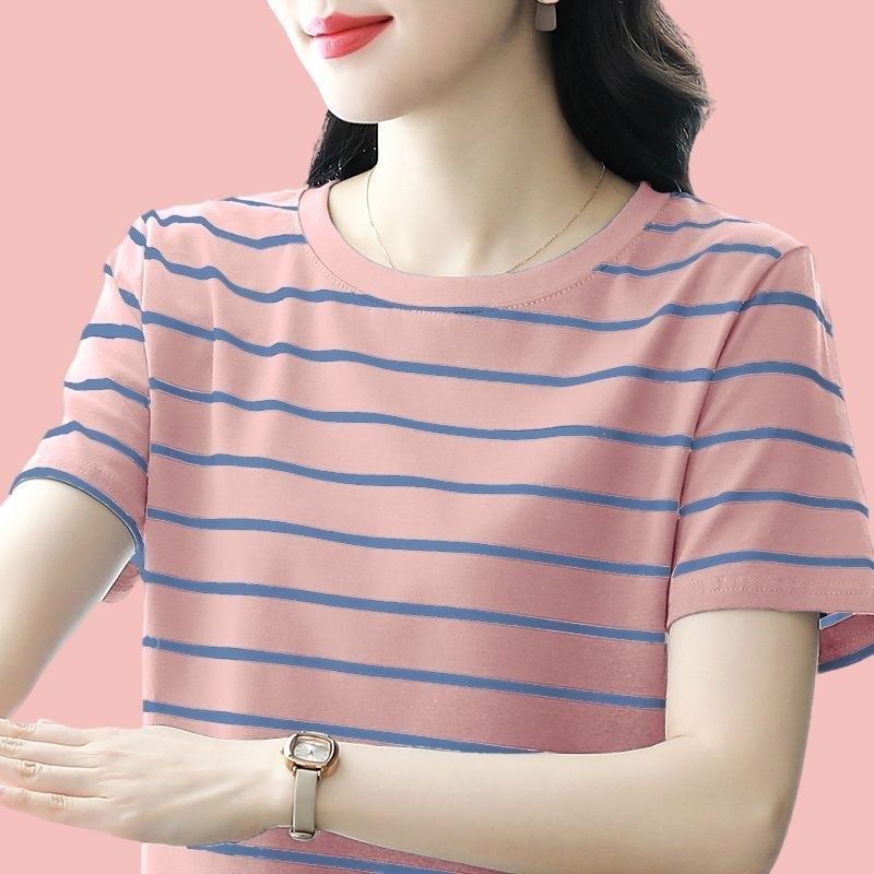 纯棉短袖t恤女士夏装2025新款百搭宽松加肥加大码体恤妈妈装上衣,女装/女士精品,T恤,淘宝优惠券,粉丝福利购,淘宝优惠卷