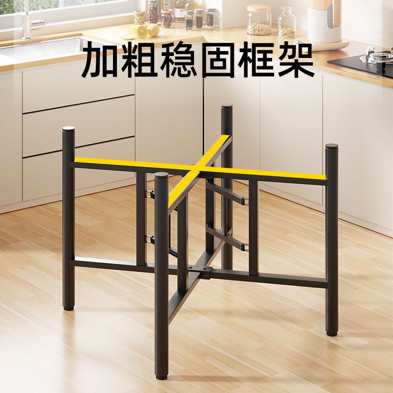 简易大圆桌架可折叠铁艺r桌腿支架桌脚不锈钢桌脚架餐桌折叠桌架