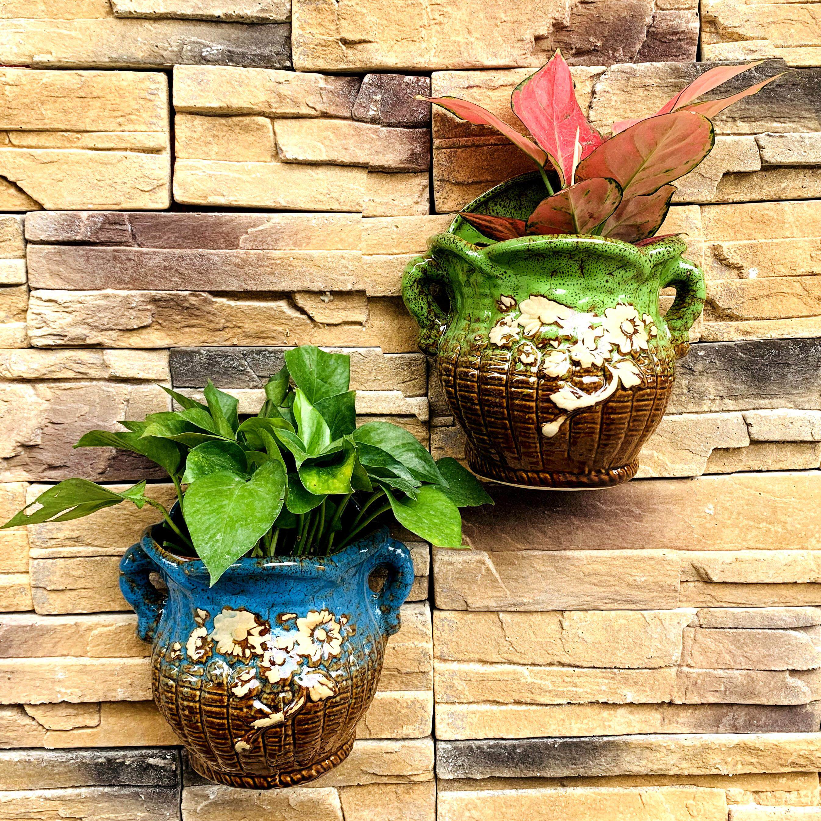 壁挂式花盆陶瓷斯堪的纳维亚无打孔挂锅阳台Pothos半墙挂墙装饰花