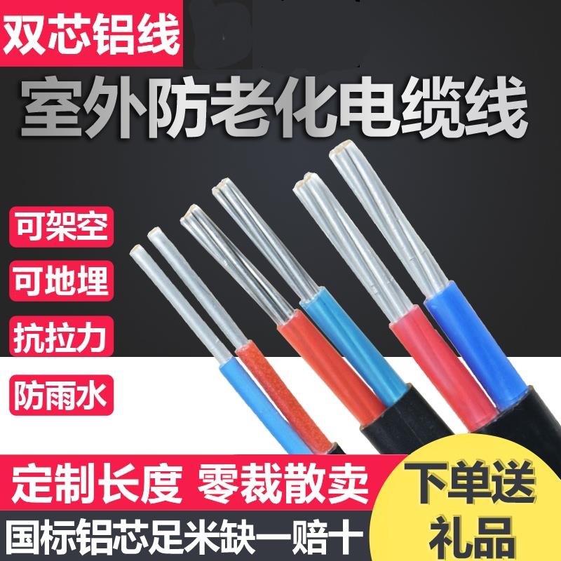 国标2芯3芯电缆线铝芯家用户外电线4 6 10 16 25平方双芯铝线护套