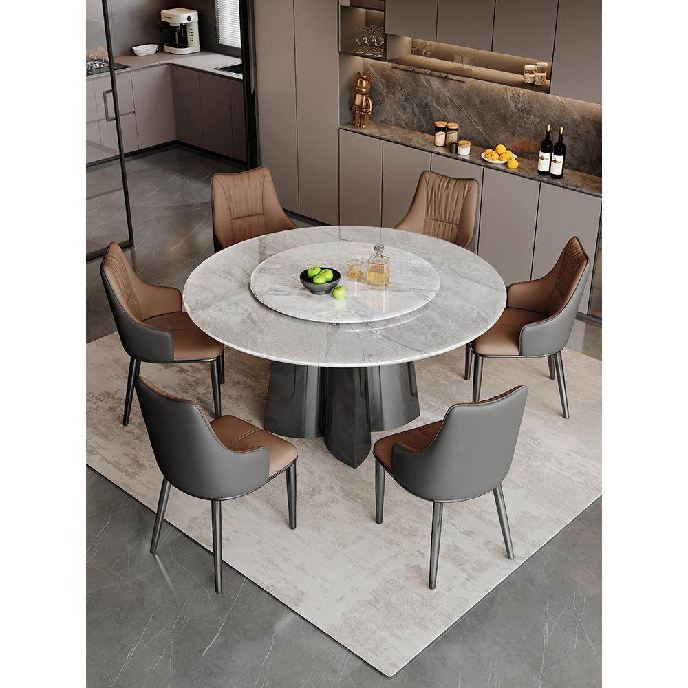 高端大理石圆形餐桌和椅子组合意大利现代简约小公寓圆桌家庭餐桌,住宅家具,大理石餐桌,淘宝优惠券,粉丝福利购,淘宝优惠卷