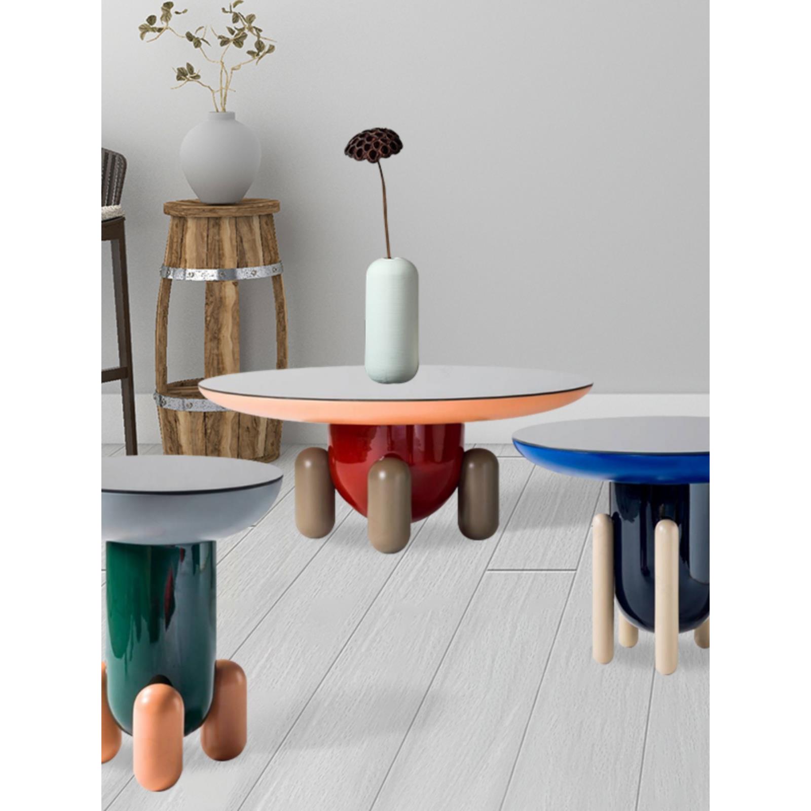 现货斯堪的纳维亚网红创意彩色胶囊咖啡桌个性化无障碍豪华客厅沙