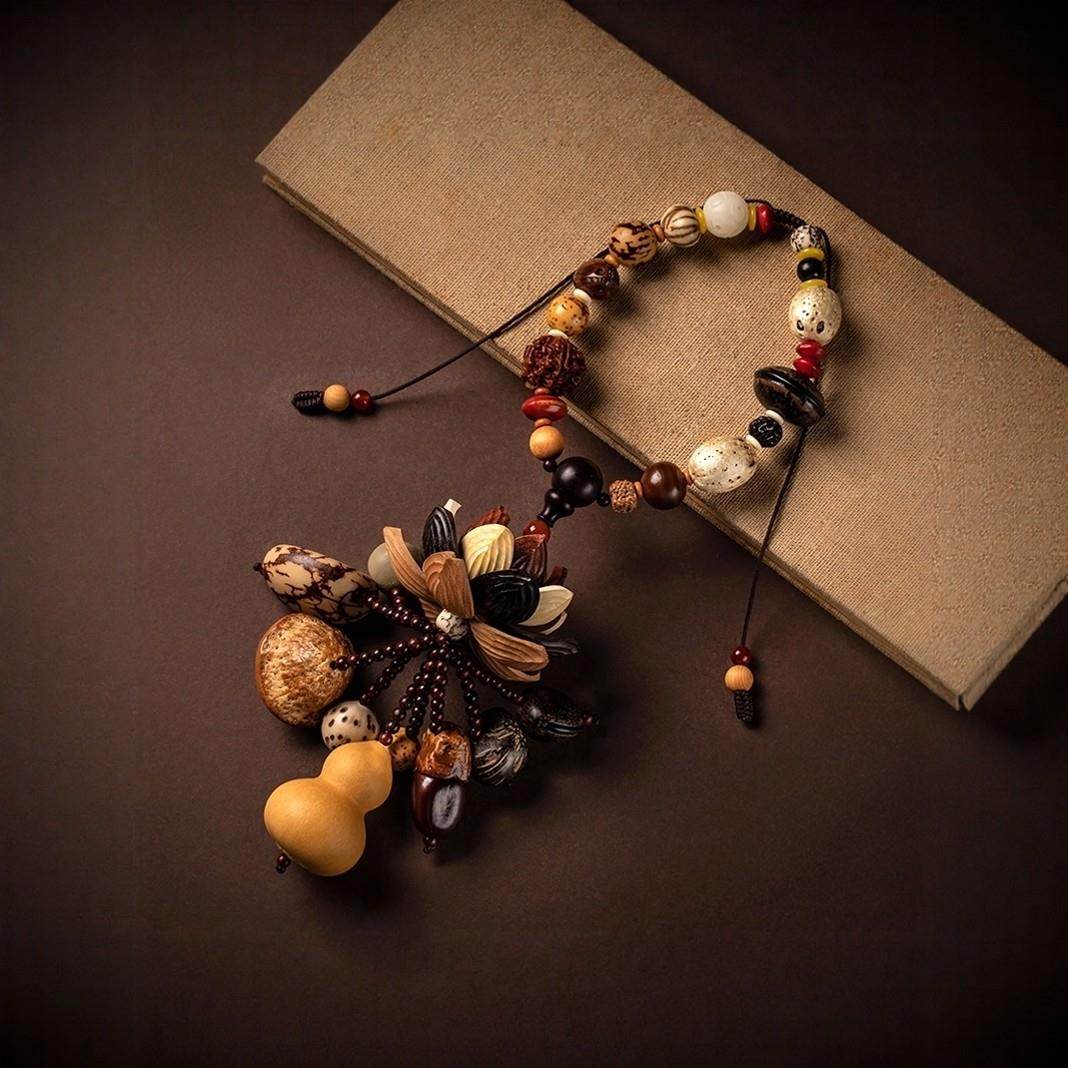 普陀山十八子菩提桃木莲花观音佛像男女汽车挂件车内吊饰坠饰平安